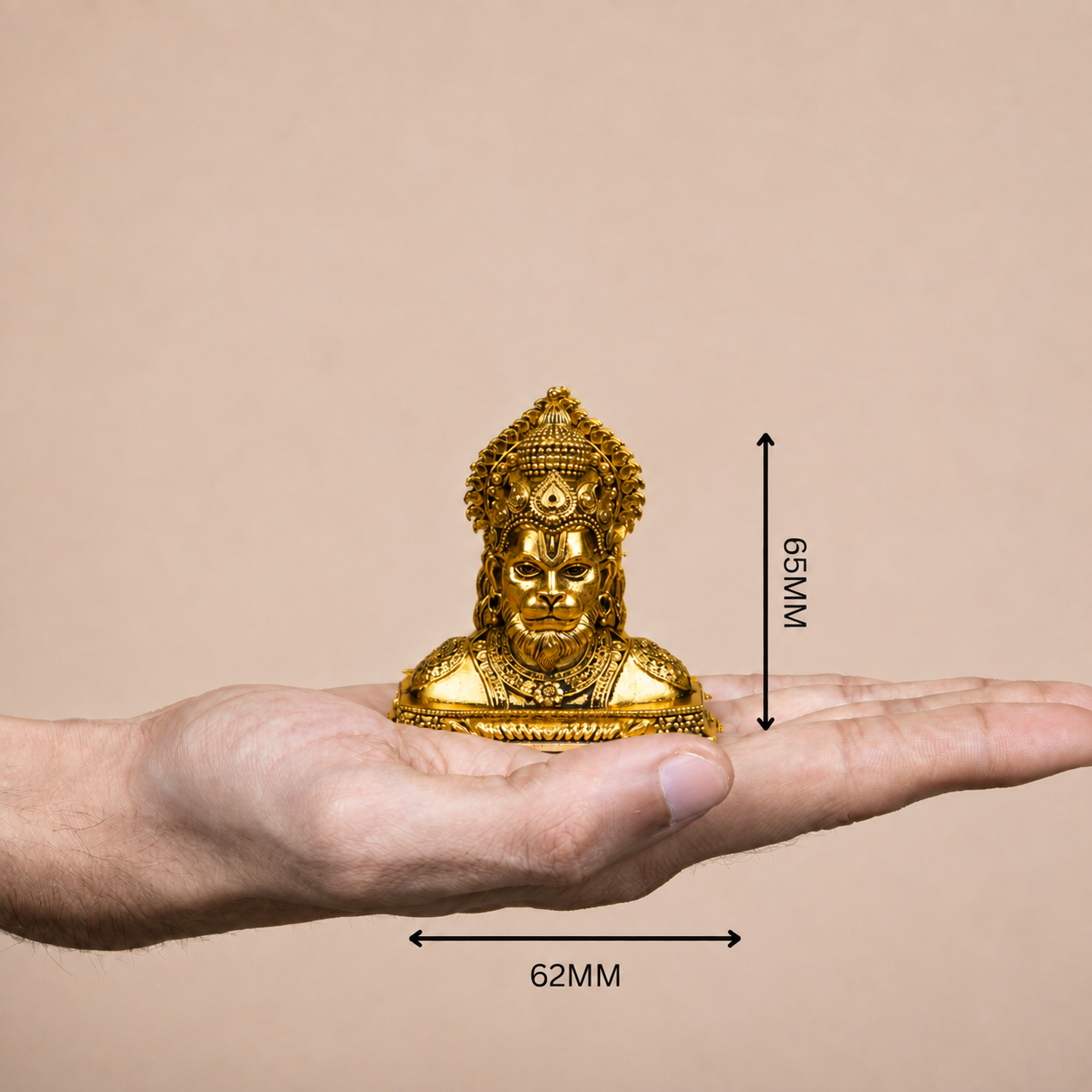 Divine Hanuman Face Brass Idol (Gold Plated)