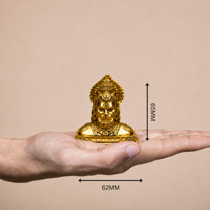 Divine Hanuman Face Brass Idol (Gold Plated)