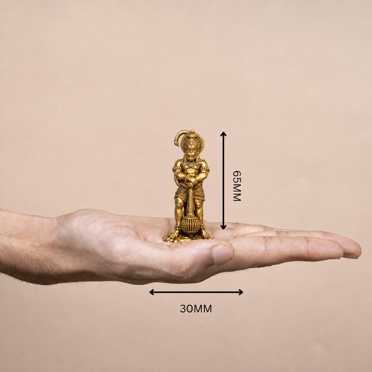 Divya Gada Dhari Hanuman Ji Brass Idol (Gold Finish)
