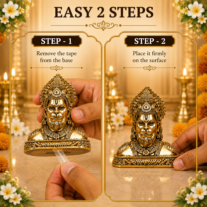 Divine Hanuman Face Brass Idol (Gold Plated)