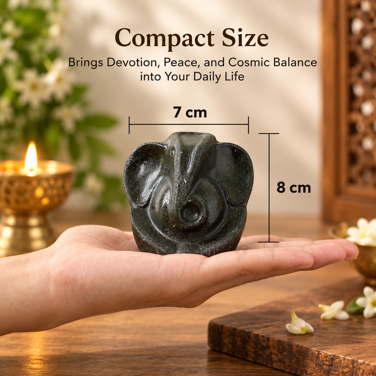 Pyrite Ganesh Ji Idol with free panch mukhi Rudraksha