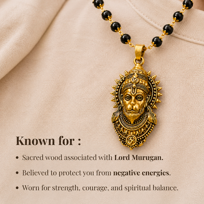 Karungali Mala with Gold Plated Hanuman Pendant product detail