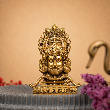 Gold Plated Shree Khatu Shyam Ji Brass Idol