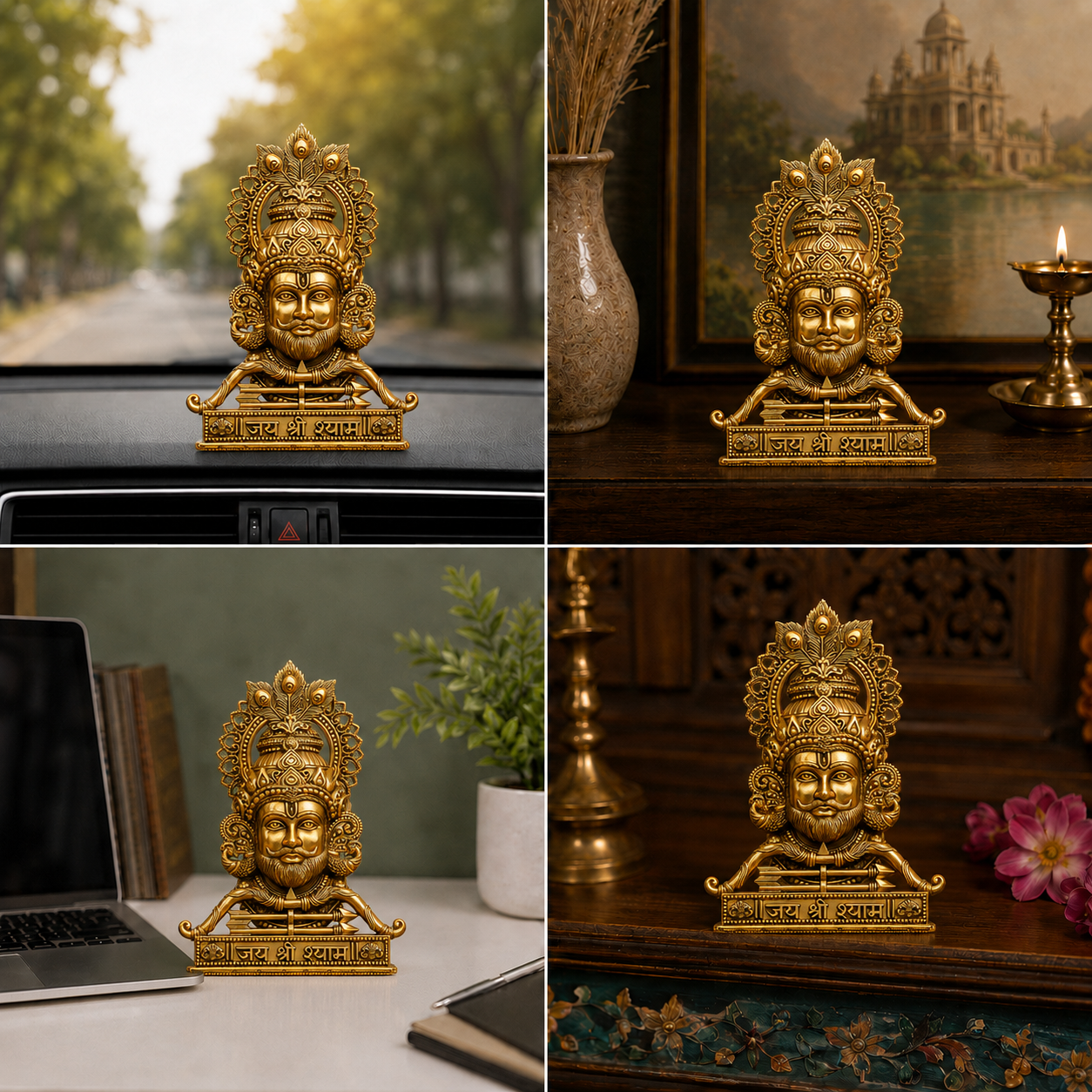 Gold Plated Shree Khatu Shyam Ji Brass Idol