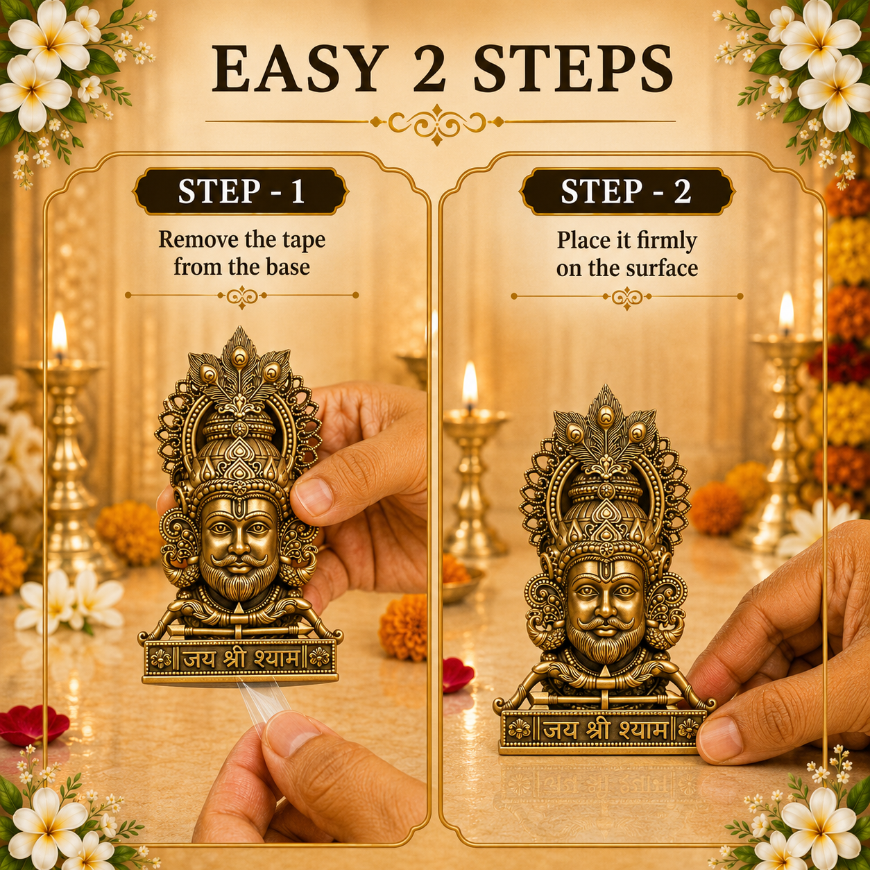 Gold Plated Shree Khatu Shyam Ji Brass Idol