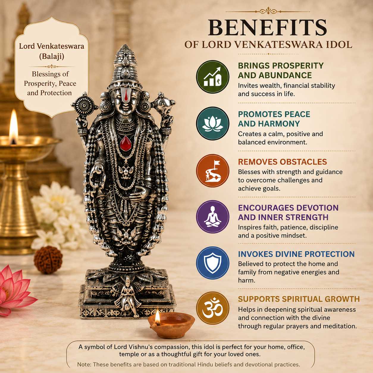 Lord Venkateswara Idol benefits and features
