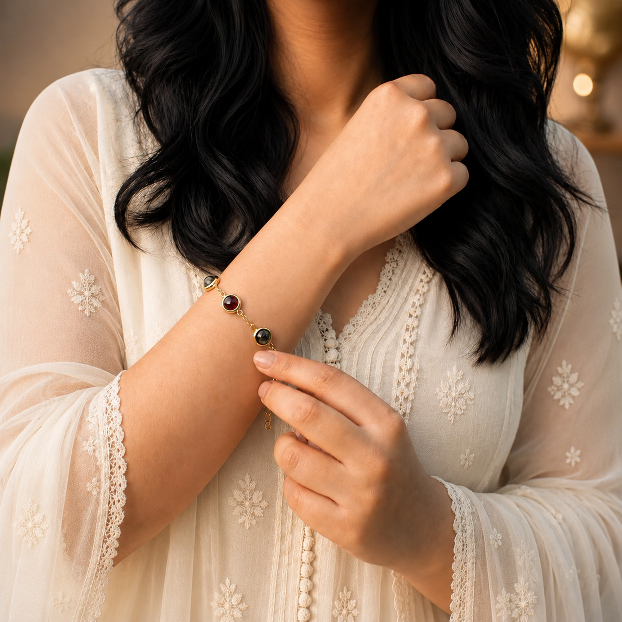 Love and Money Metal Bracelet for Women worn on hand