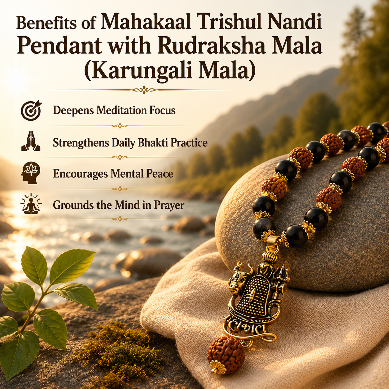 Mahakal Trishul Nandi Pendant Mala product details