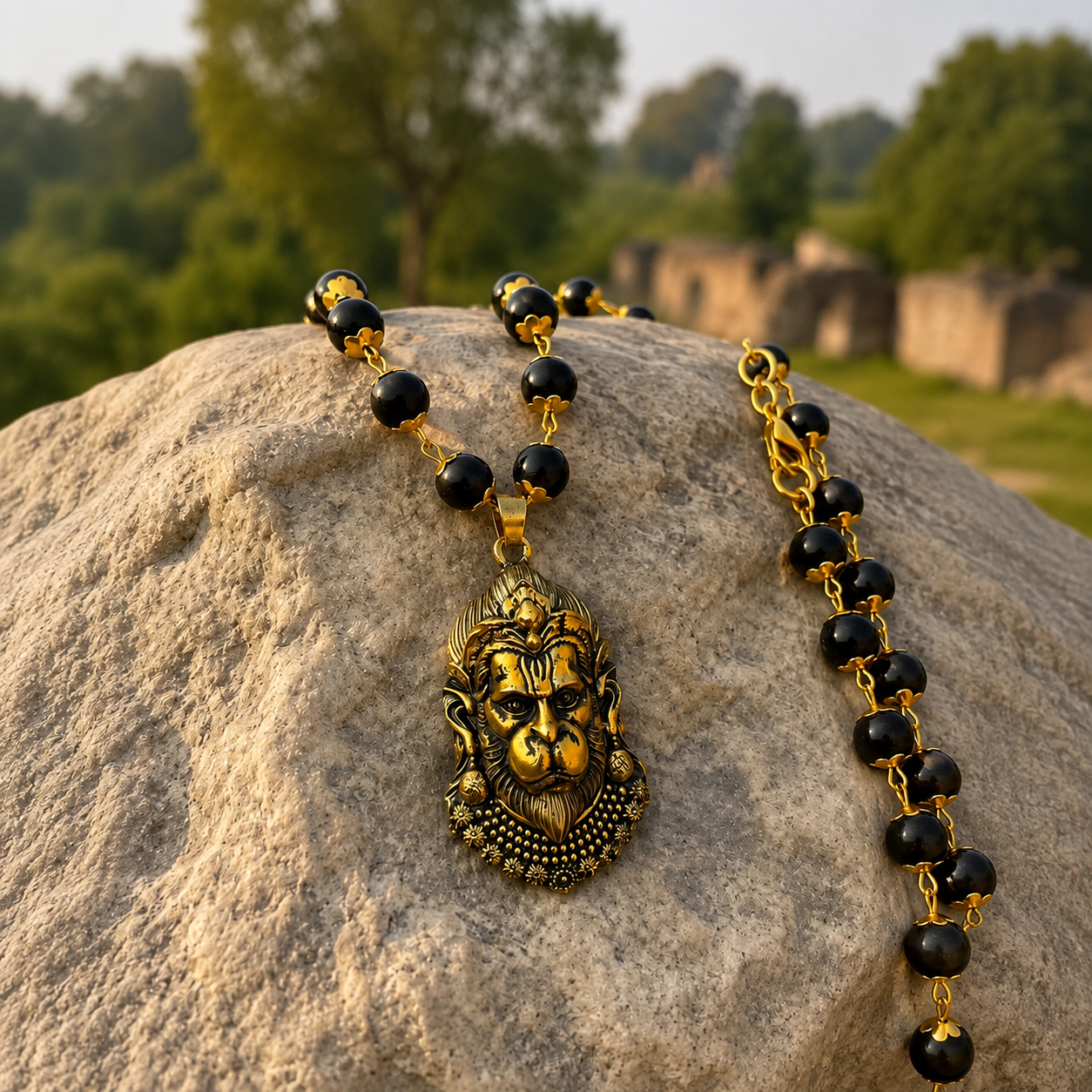 Gold Plated Mahabali Hanuman Karungali Necklace