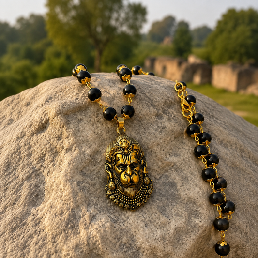 Gold Plated Mahabali Hanuman Karungali Necklace