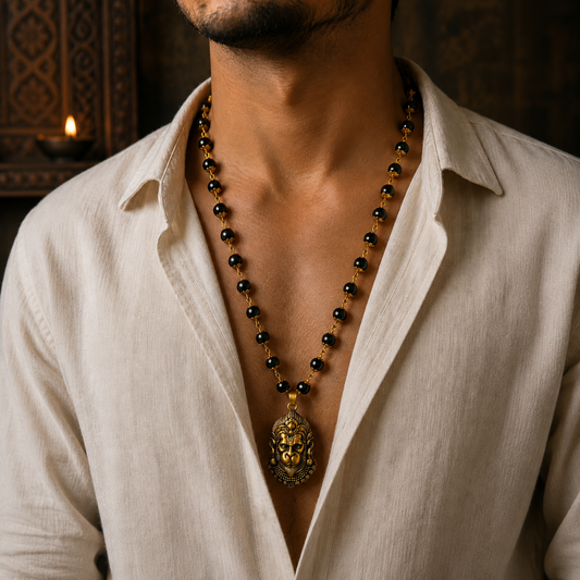 Gold Plated Mahabali Hanuman Karungali Necklace