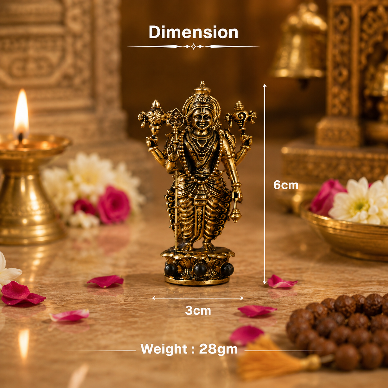 Lord Murugan Idol with Karungali Beads spiritual significance