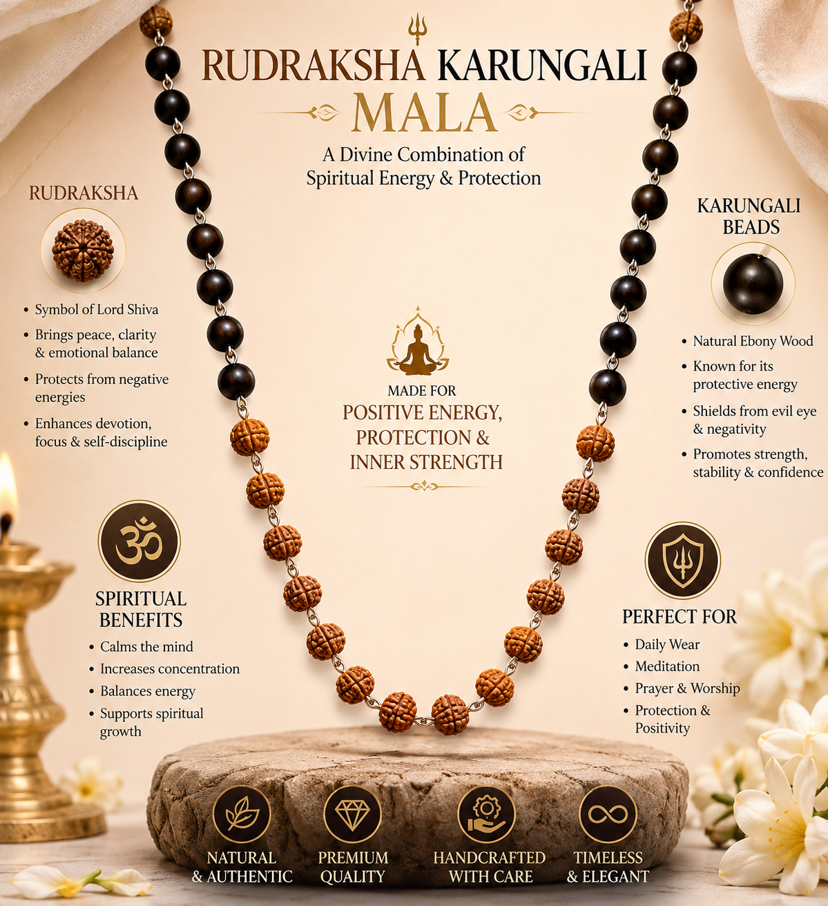Silver Plated Rudraksha Karungali Mala product details