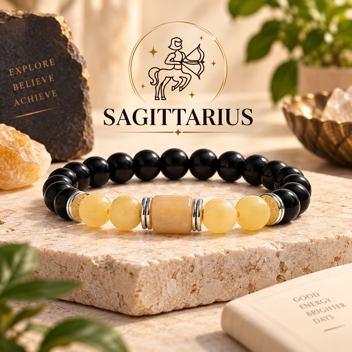 Yellow Calcite Zodiac Band – Sagittarius (धनु राशि)