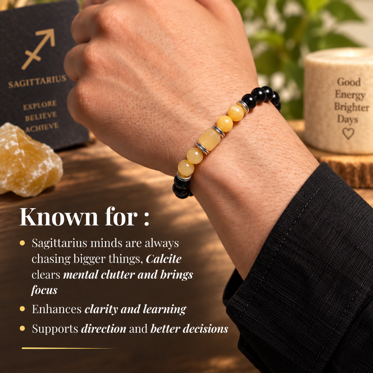 Yellow Calcite Zodiac Band – Sagittarius (धनु राशि)
