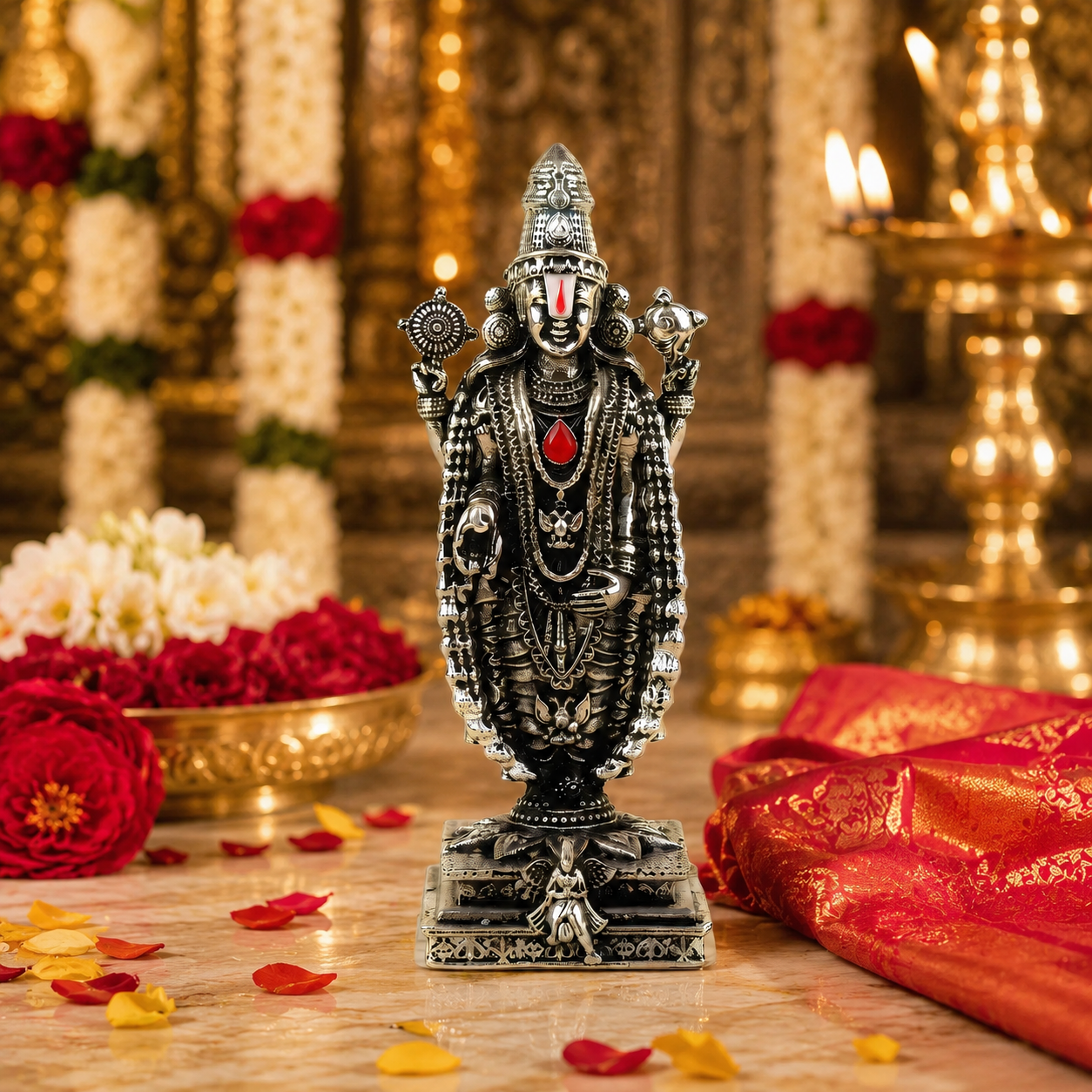 Silver Plated Lord Venkateswara Idol for home temple