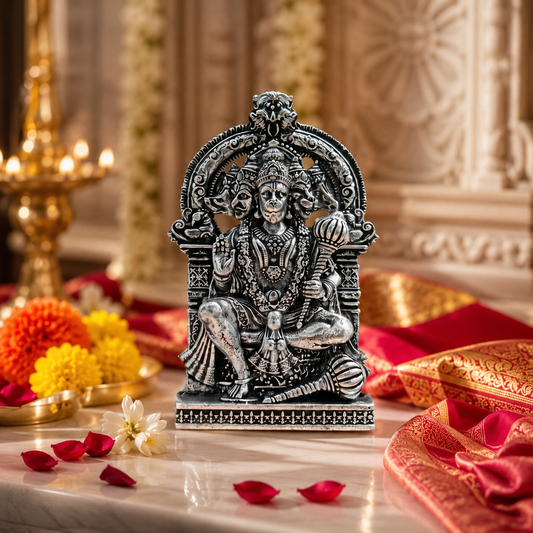Silver Plated Panchmukhi Hanuman Idol for home temple