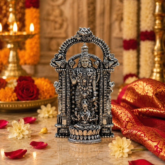 Silver Plated Shri Venkateswara and Mahalakshmi Idol for home temple