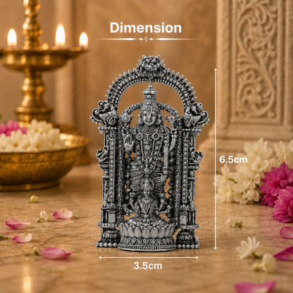 Silver Plated Shri Venkateswara & Mahalakshmi Brass Idol | Wealth & Blessings