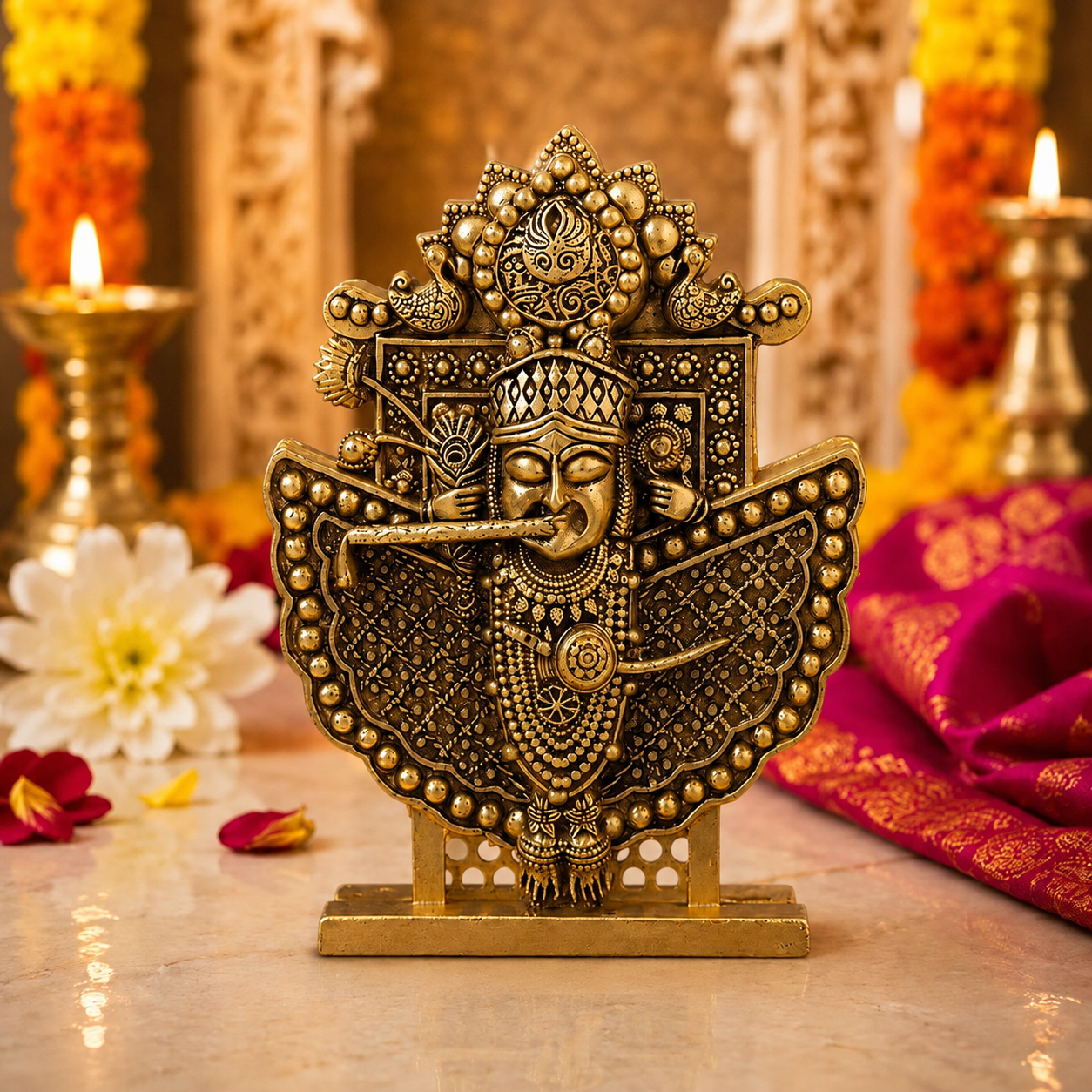 Gold Plated Sanwariya Seth Ji Idol for Home, Car & Office