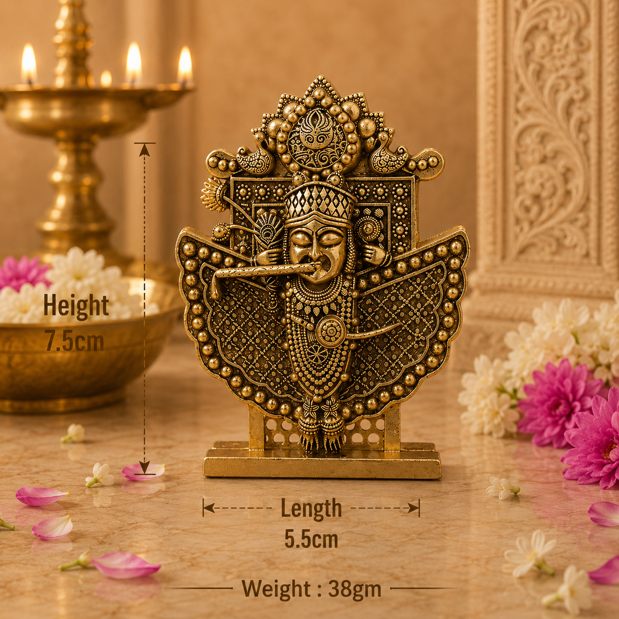 Gold Plated Sanwariya Seth Ji Idol for Home, Car & Office