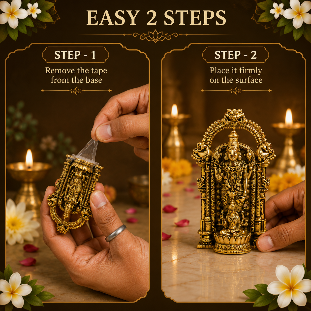 Gold Plated Shri Venkateswara & Mahalakshmi Idol | Wealth & Prosperity