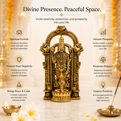Gold Plated Shri Venkateswara & Mahalakshmi Idol | Wealth & Prosperity